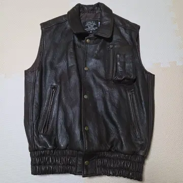 유에스 에어포스 밀리터리 라이더스 가죽 베스트 자켓 M