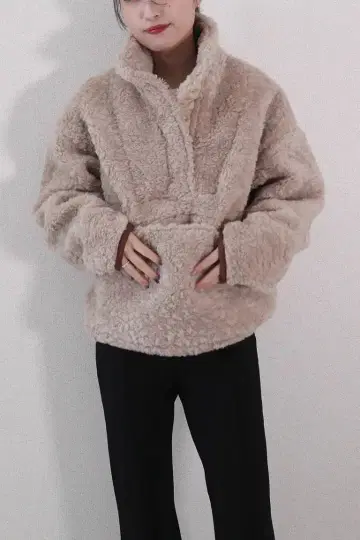 카베사 로쏘 / 바이컬러 인조 모피 상의