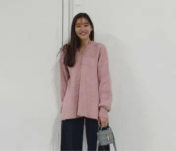 CLANE MIX COLOR STRING WIDE KNIT TOPS