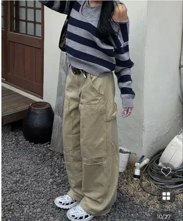 NUGU 더블니 카펜터 팬츠 M 베이지