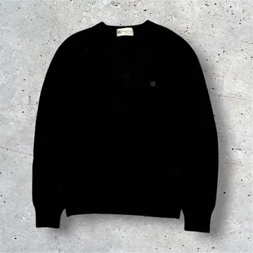 빈티지 V넥 니트 울 블랙