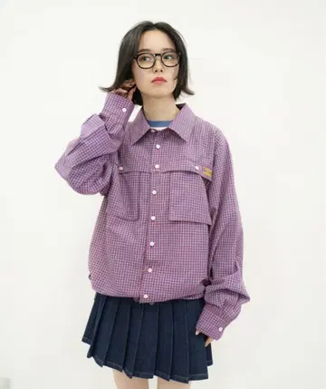 common gull products 사각형 드로 코드 체크 셔츠