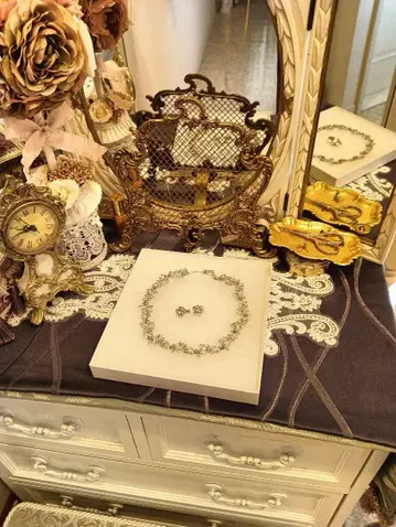 웨딩 액세서리 세트 목걸이&귀찌 실버 계열