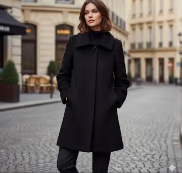 아르마니진 모헤어 혼방 울 히요쿠 코트 40 블랙