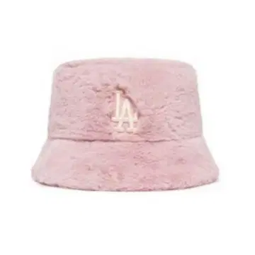 MLB Korea 새상품급 인조 모피 로고 버킷 햇 PINK 핑크 다저스