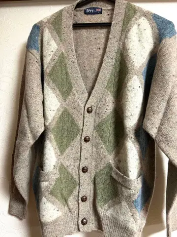 남성용 Tern 다이아몬드 패턴 가디건 L 사이즈