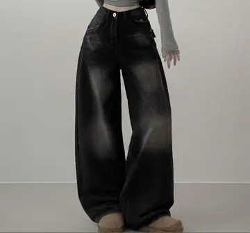 힙 포켓 워싱 데님 팬츠 한국