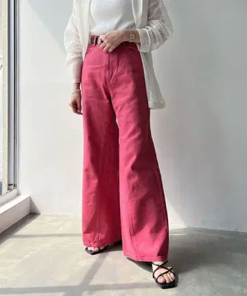 PAGE BOY 핑크 하이웨스트 데님 팬츠