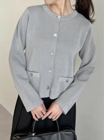 [ 새상품급 ] Re:EDIT 리디 메탈릭 버튼 가디건 그레이