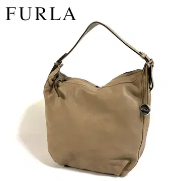 [ 새상품급 ] FURLA 주름 가죽 핸드백 브라운 실버 금장 장식