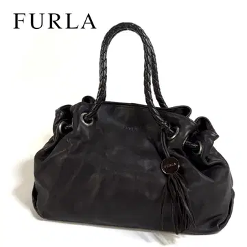 [ 새상품급 ] FURLA 가죽 핸드백 프린지 블랙