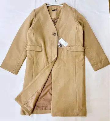 [ 새상품 ] 잉그 노카라 코트 카멜 베이지 계열 롱 코트 M