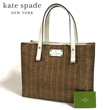 [새상품급] 케이트 스페이드 바스켓 패턴 핸드백 밀짚 화이트 카드 포함