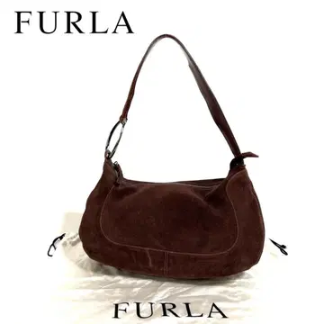 [새상품급] FURLA 스웨이드 가죽 핸드백 보르도 수납 가방 포함