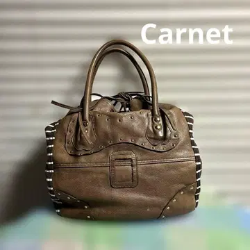 새상품급! Carnet (카르네) 스터드 장식 램 가죽 & 캠퍼스지 백