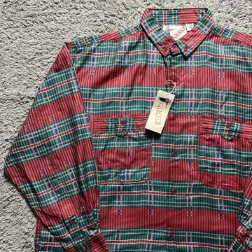 80s GOOUCH 버튼다운 셔츠 빈티지 체크 데드스탁