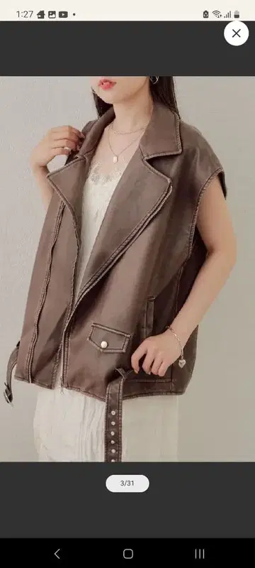 미사용 새상품 봉입 [ Chico ] 인조 가죽 라이더 숏 베스트