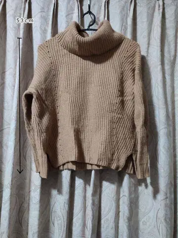 베이지 터틀넥 니트 스웨터