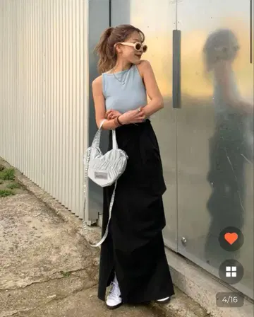 nugu 셔링 슬릿 롱 스커트