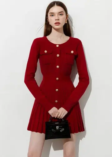 N.FRAME 클래식 포켓 디자인 플리츠 니트 원피스 S