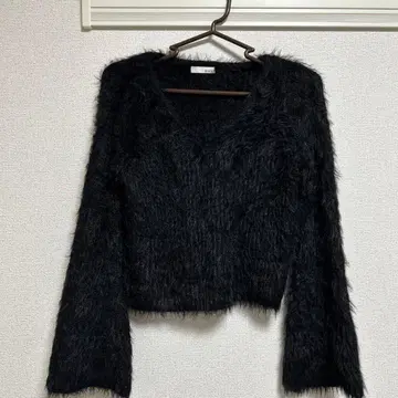 RESEXXY v넥 샤기 니트 블랙