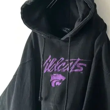 와일드캣츠 로고 자수 맨투맨 후드티 L 블랙 구제 의류