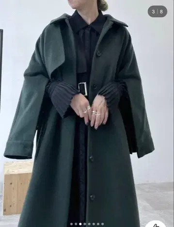 HARE 래글런 울 코트 그린