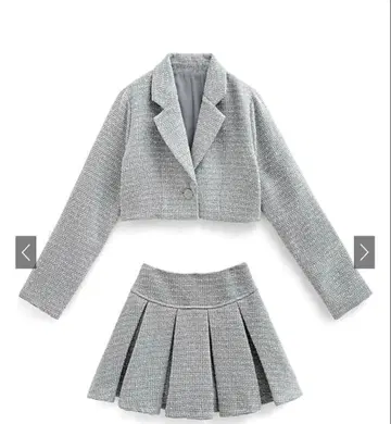 GRL 라메 트위드 자켓 x 플리츠 미니 스커트 셋업 [dk1317]