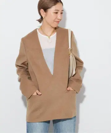 Plage WO V-Neck 블라우스 V넥 풀오버 카멜