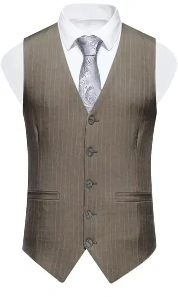 스트라이프 수트 베스트 카키