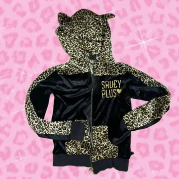 레오파드 무늬 후드티