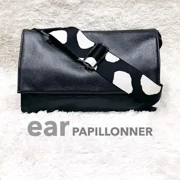 컨디션 최상 ear PAPILLONNER 와이드 테이프 숄더백 블랙