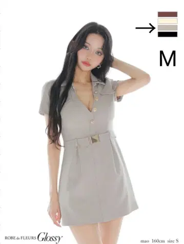 491 ROBE de FLEURS GL3960 V넥 미니 드레스 M