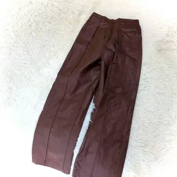 프릭스스토어 페이크 레더 팬츠 (M) 브라운 인조 가죽 턱 이지