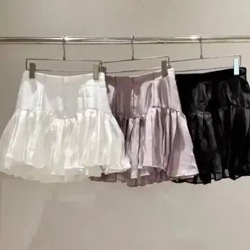 아리엑 한국 하이웨스트 A라인 솔리드 스커트 왕홍 화이트