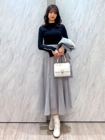 MERCURYDUO 버클 시어 플레어 스커트