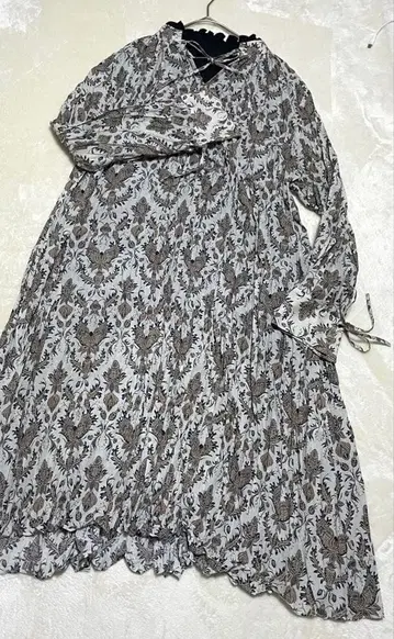 귀여운 패턴의 원피스 미라 오웬 0 사이즈 목 리본 루즈핏