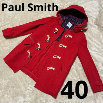 40 레어 Paul Smith 더플 코트 레드 울 체크