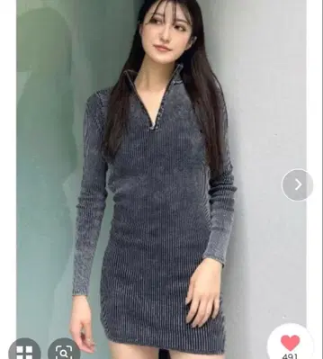 GYDA 블리치 하프 ZIP long sleeve 니트 원피스