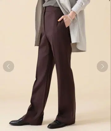 Demi-Luxe BEAMS 울 세미 플레어 팬츠 38 브라운