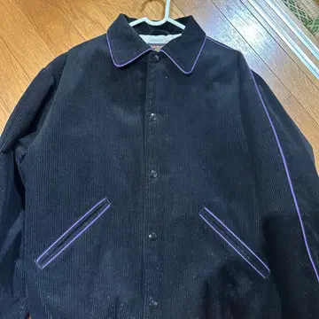 블랙 코듀로이 점퍼 보라색 파이핑