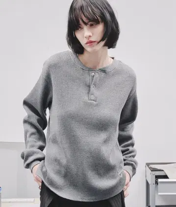 WAFFLE HENLEY T-SHIRT/와플 헨리넥 티셔츠