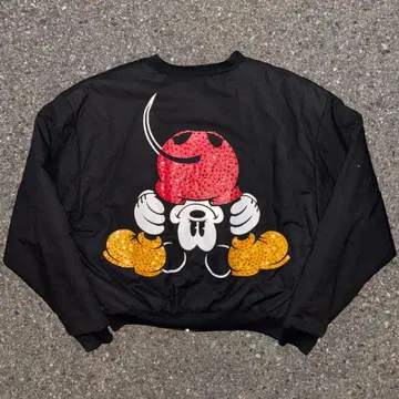 90s MICKEY & CO. 엿보기 미키 봄버 자켓 크롭 기장