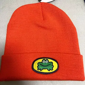새상품 미사용 공식 파라파라 래퍼 니트 모자 비니 오렌지 개구리 자수