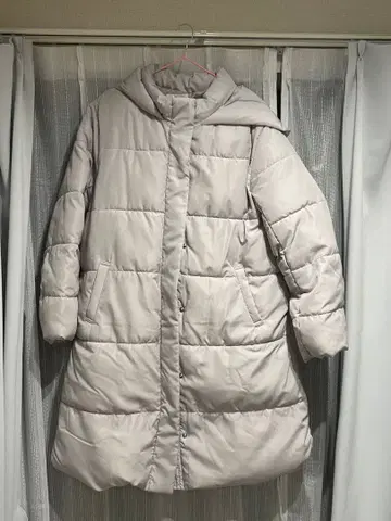 [ 허니즈 ] 그라시아 후드 부착 파이버 다운 코트 라이트 그레이 XL