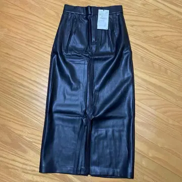 인조 가죽 슬릿 스커트