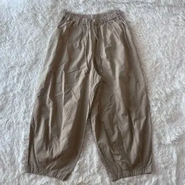 벌룬 와이드 팬츠 [ M~L 상당 ] 베이지 허리밴딩 크롭 체형 커버