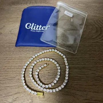 Glitter 테니스 체인 골드 크리스탈 목걸이 18inch