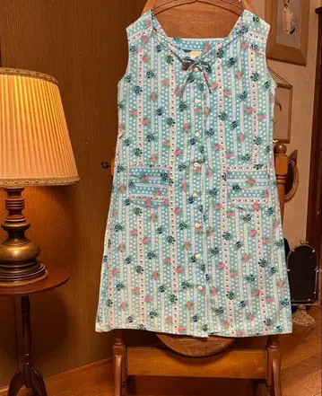 70s 80s 유럽 미국 구제 의류 빈티지 레트로 슬리브리스 원피스