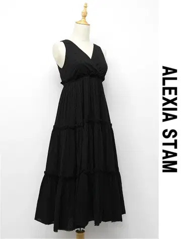 B519/ALEXIA STAM 롱 원피스 카슈쿨 블랙 염색 플레어